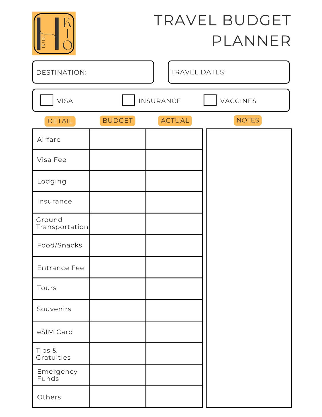 Travel Budget Planner - FREE